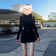 批发性感辣妹黑色长袖连衣裙子女2025秋<b class='q'>冬</b>季新款修身内搭打底包臀短裙