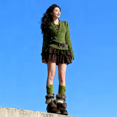 批发秋冬2025年新款女小个子深冬穿搭搭配一整套装韩系针织毛衣<b class='q'>连衣裙</b>