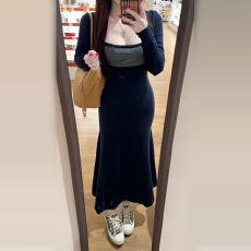 批发法式气质<b class='q'>条纹</b>拼接针织<b class='q'>连衣裙</b>子女秋冬季2025新款辣妹修身包臀长裙