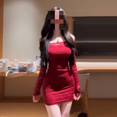 批发风情万种红色<b class='q'>蕾丝</b><b class='q'>连衣裙</b>子女2025新款秋冬季圣诞穿搭御姐感包臀裙