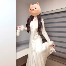 批发法式蕾丝拼接白色针织<b class='q'>连衣裙</b>子女秋冬2025新款高级感气质收腰长裙