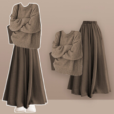 批发韩系设计感毛衣<b class='q'>连衣裙</b>子女秋冬新款高级感巨好看针织半身裙<b class='q'>两件套</b>