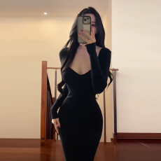 批发法式气质内搭打底包臀连衣裙子女秋冬季2025新款御姐穿搭修身<b class='q'>长裙</b>