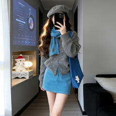 批发韩系设计感慵懒风套装2025新款冬季甜美软糯<b class='q'>波点</b>针织衫<b class='q'>连衣裙</b>子女