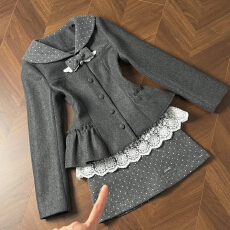 批发2026新款小个子香风灰色毛呢连衣裙子女秋冬季穿搭超好看短裙<b class='q'>套装</b>