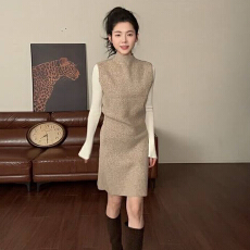 批发2026新款超好看的冬装内搭毛衣连衣裙子女秋冬季收腰短裙<b class='q'>套装</b>穿搭