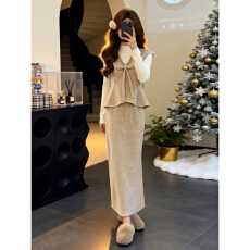 批发超火连衣裙子女2026新款秋冬季小个子香风穿搭一整<b class='q'>套装</b>长裙高级感