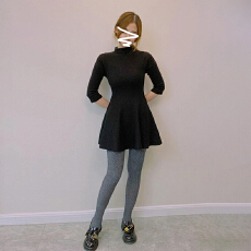 批发<b class='q'>黑色</b>针织打底连衣裙子女秋冬季2025新款大衣内搭毛衣裙掐腰小黑裙