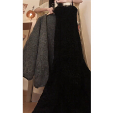 批发2026新款法式黑色吊带连衣裙子女<b class='q'>秋</b>冬季穿搭蕾丝鱼尾长裙毛衣套装