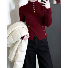 批发新年穿搭红色毛衣女秋冬2026新款炸街独特漂亮打底衫小香针织上衣