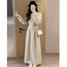 韩系慵懒风毛衣针织连衣裙子女秋冬季2026新款高级感内搭气质套装