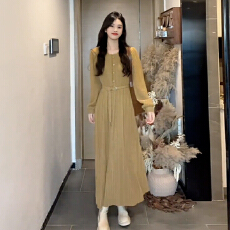 批发高级感大衣内搭连衣<b class='q'>裙</b>子女秋冬季2025新款小个子气质收腰打底长<b class='q'>裙</b>