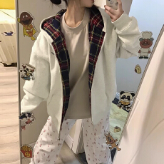 批发美式复古宽松灰色连帽oversize卫衣女装春秋新款长袖开衫外套上衣