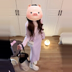 批发赫本风法式黑色针织吊带<b class='q'>连衣裙</b>子女早初秋装2026新款修身长裙套装