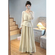 批发高级感法式甜美风长袖高腰A字裙两件套女夏气质高级感少女<b class='q'>连衣裙</b>