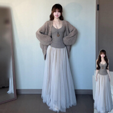 批发早春季巨好看小个子穿搭一整套连衣裙子女2026新款韩系氛围感长裙