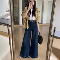 批发小个子xs不贴腿喇叭阔腿牛仔裤女2025年新款<b class='q'>秋</b>冬季高腰弹力微叭裤