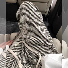 小个子黑白斜条纹裤女秋季2025新款高腰显瘦休闲直筒慵懒感阔腿裤