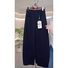 批发藏青色香蕉毛呢阔腿裤<b class='q'>女</b>冬季高腰宽松弯刀休闲<b class='q'>哈伦裤</b>小个子150xs