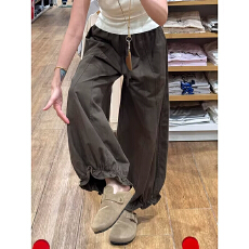 批发矮小个子高腰九分花苞裤2026春季新款垂感阔腿裤小个子<b class='q'>休闲</b><b class='q'>哈伦裤</b>