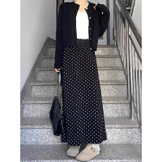 批发法式复古波点<b class='q'>半身裙</b>女春夏2026新款小个子高腰直筒中长款a字半裙