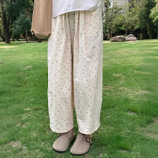 批发小个子日系碎花休闲裤女2026<b class='q'>春</b>夏季高腰宽松九分哈伦阔腿裤子XS码