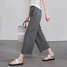 批发小个子速干休闲山本裤女2026夏季薄款高腰宽松直筒九分休闲阔腿裤