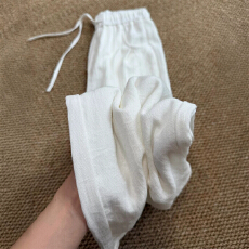 批发白色亚麻直筒阔腿裤女夏季美式老钱风山本裤矮个子高腰棉麻休闲裤