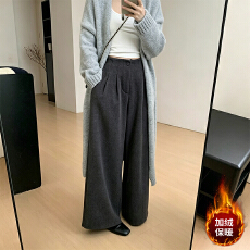 批发毛呢休闲阔腿裤女秋冬新款宽松百搭显瘦150小个子高腰<b class='q'>西装</b>直筒裤