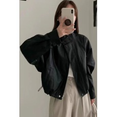 批发黑色<b class='q'>皮衣</b>外套女2026新款爆款韩版小个子蝙蝠袖机车皮夹克短款上衣