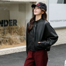 批发机车风2026春秋薄款显瘦<b class='q'>皮衣</b>女外套美拉德小个子通勤短款夹克外套