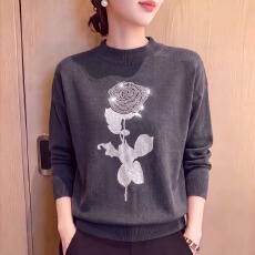 批发时尚洋气<b class='q'>妈妈</b>装针织衫女套头<b class='q'>秋装</b>新款上衣气质百搭<b class='q'>中老年</b>打底小衫