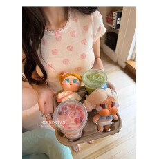 批发早安樊樊「with love」爱心印花u领甜美连衣裙+<b class='q'>正</b>肩蕾丝短袖T恤