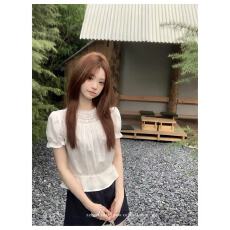 批发月光圆舞曲/苎麻天丝蕾丝拼接<b class='q'>甜美</b>花苞袖衬衫
