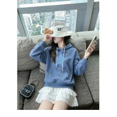 批发2026早秋复古星星图案美式做旧五角星宽松套头连帽卫衣女休闲
