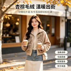 批发<b class='q'>秋</b>冬短款皮草拼接毛衣外套女宽松拉链氛围感毛毛上衣羽绒服女装韩