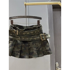 批发美式休闲<b class='q'>百搭</b>街头潮流迷彩双腰头牛仔百褶裙夏季女高腰辣妹半身裙