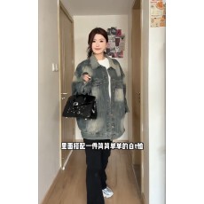 批发韩版复古oversize重工做旧牛仔<b class='q'>外套</b>女装宽松BF慵懒风休闲<b class='q'>百搭</b>上衣