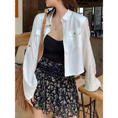 批发春<b class='q'>夏</b>2025新款法式独特女通勤穿搭衬衣外套设计感气质白色衬衫