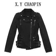 批发复古松弛感收腰显瘦牛仔短外套女2025新款修身正肩机车服夹克上衣