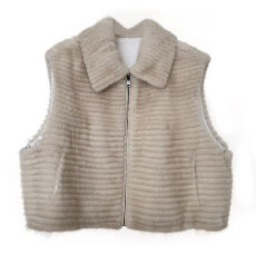 批发2026春季环保水貂<b class='q'>马甲</b>仿<b class='q'>皮草</b>外套女车条工艺翻领短款毛毛<b class='q'>马甲</b>上衣