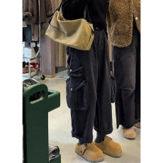 批发早春新款超有型<b class='q'>休闲</b>工装阔腿裤女装高腰宽松百搭显瘦多口袋<b class='q'>长裤</b>潮