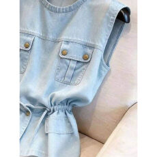 批发韩系慵懒风浅蓝<b class='q'>牛仔</b><b class='q'>马甲</b><b class='q'>背心</b>女夏薄款宽松百搭外穿坎肩无袖上衣潮