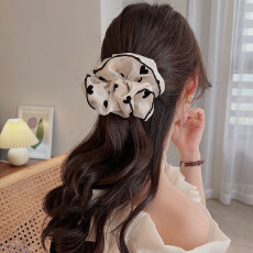 批发高级感缎面大肠发圈女网红气质植绒爱心发绳丸子头头花橡皮筋头绳