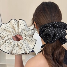 批发韩系布艺碎花大号大肠发圈气质波点锁边头绳洋气百搭头花发饰头圈