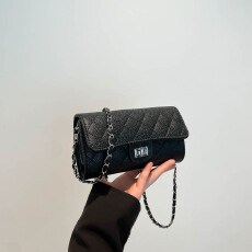 批发跨境<b class='q'>时尚</b>简约菱格链条小香风单肩斜挎小方包包女2025高级感腋下包