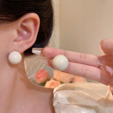 批发韩系轻奢小众圆形豆豆耳钉时尚百搭气质简约几何形耳环耳饰品批发