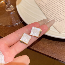 批发个性时尚气质几何形滴釉纹理耳环女轻奢小众高级感简约耳钉耳饰品