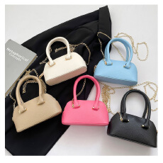 批发跨境极简风单肩斜挎贝壳女式包2025时尚荔枝纹质感链条手提包批发