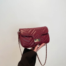 批发跨境锁扣棱格小方包女2025潮韩版<b class='q'>时尚</b>休闲软面链条通勤单肩斜挎包